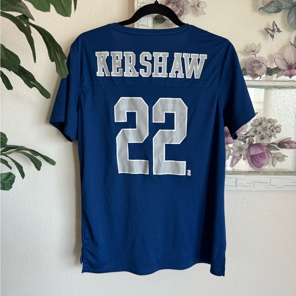 Dodgers Kershaw #22 Blue Baseball Jersey V Neck T-Shirt XL